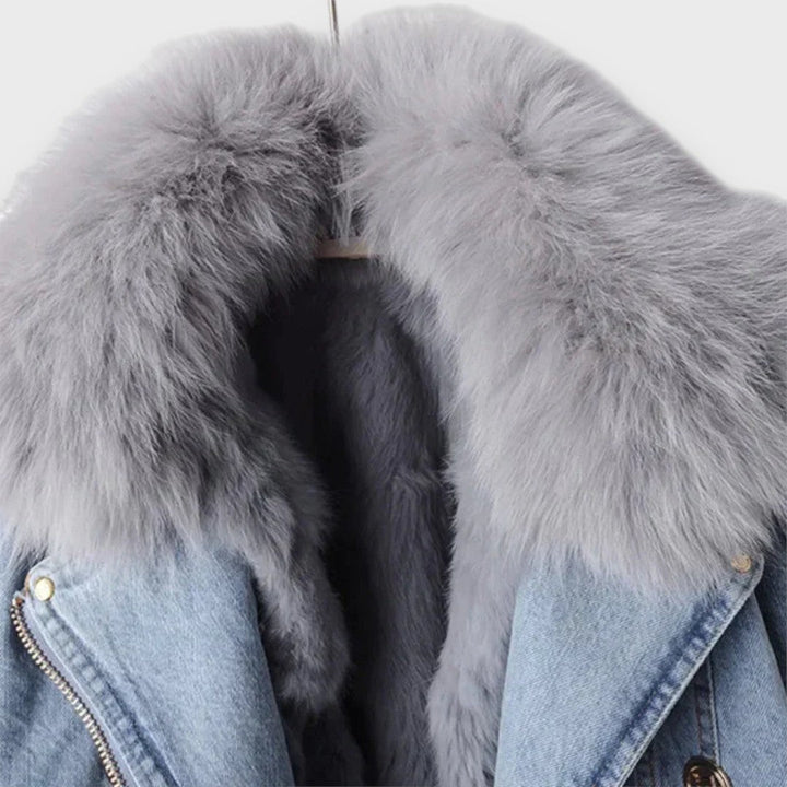Phylicia – Plush-Collar Denim Jacket