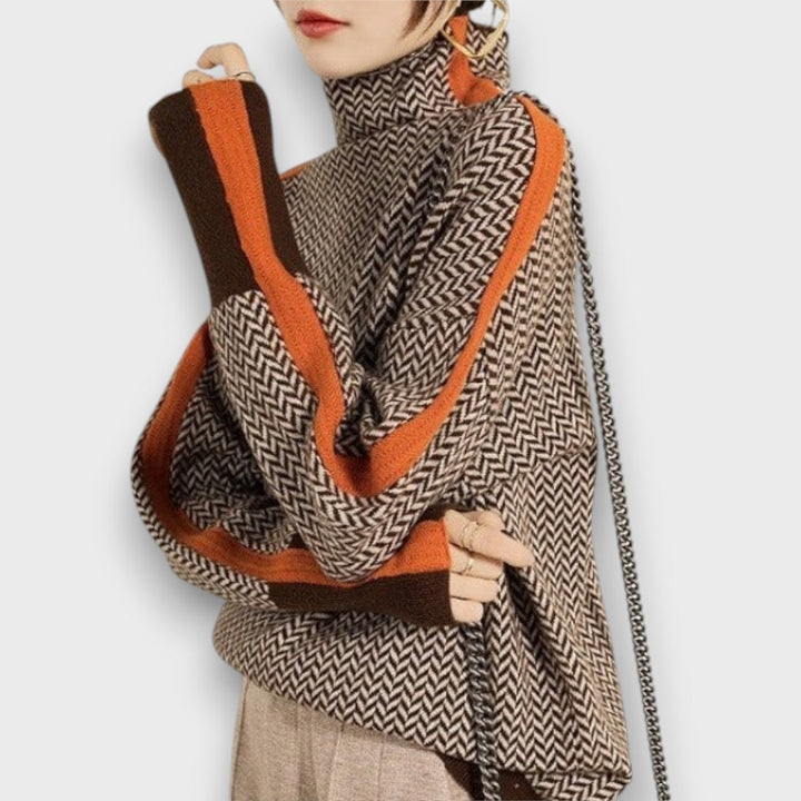 Eleanora – Herringbone Turtleneck Sweater