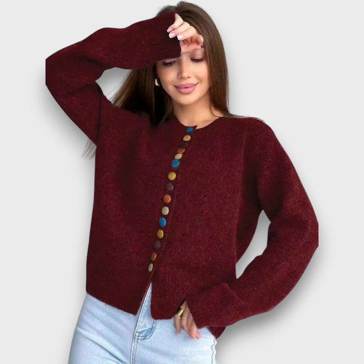 Noelle – Button-Accent Knit Cardigan