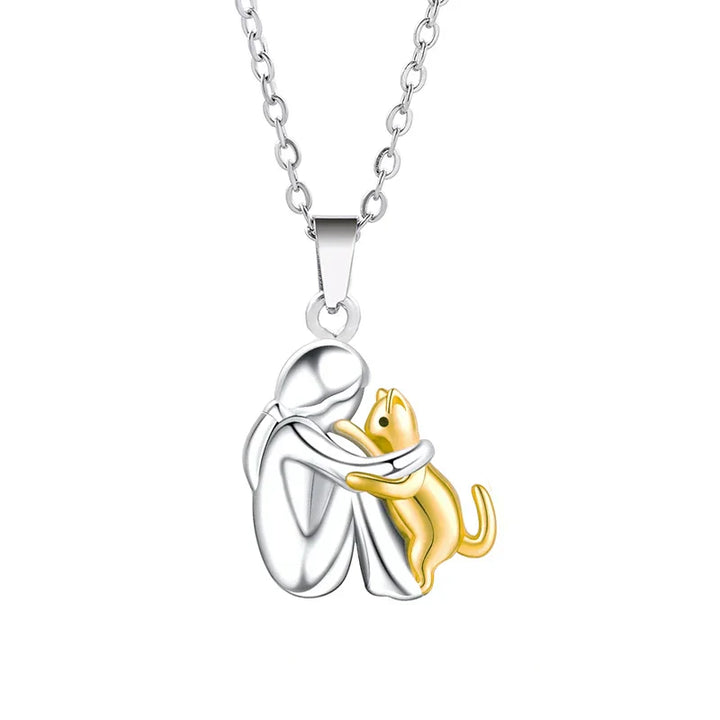 Calistar– Cat Hug Pendant Necklace with Gentle Bond