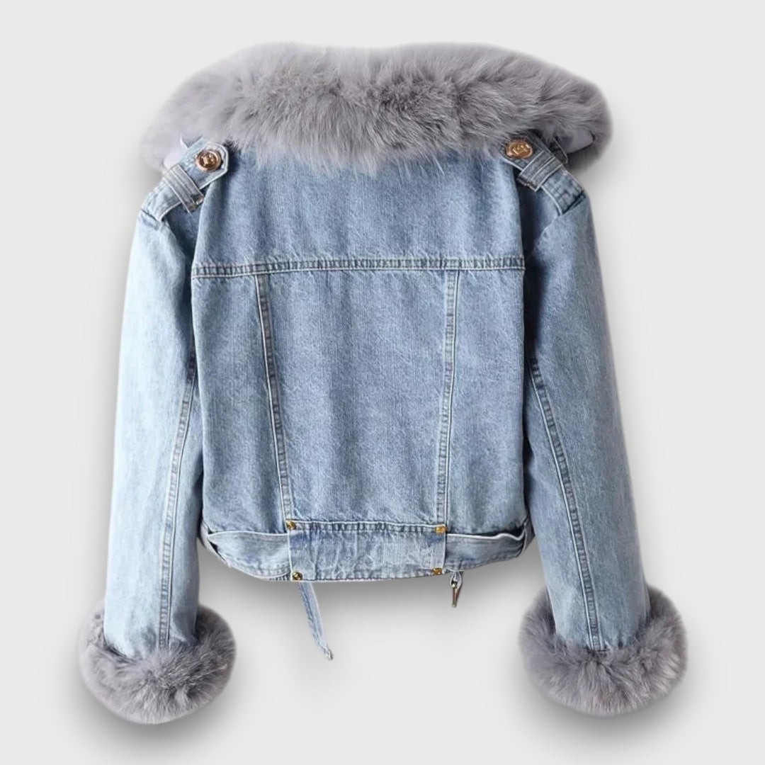 Phylicia – Plush-Collar Denim Jacket
