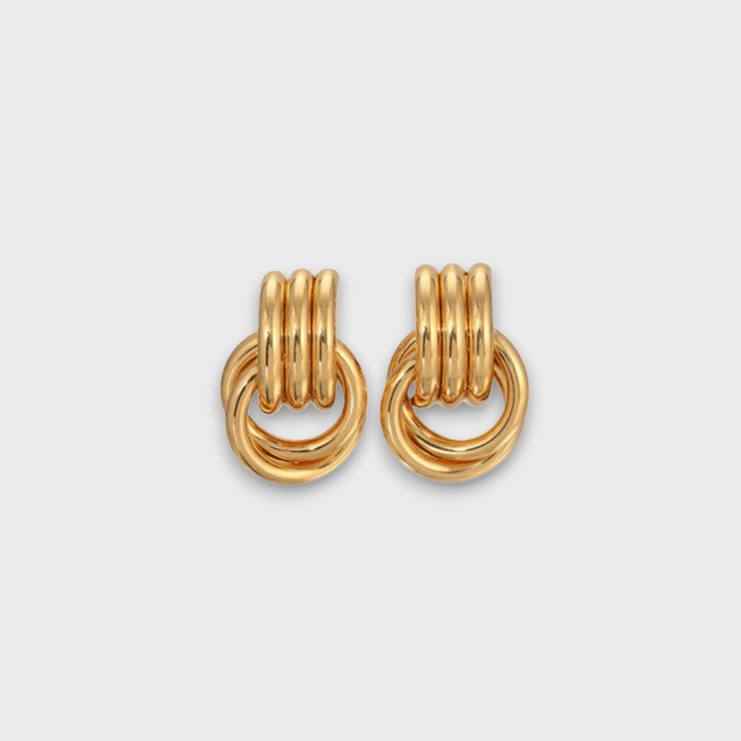 Nela – Filigree Knot Earrings in Gold Finish