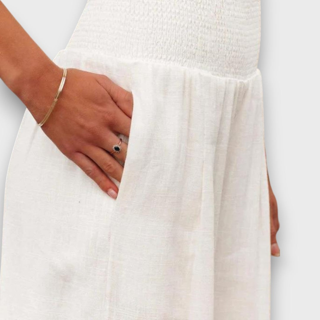 Solaya – Wide Summer Pants with Smocked Waistband