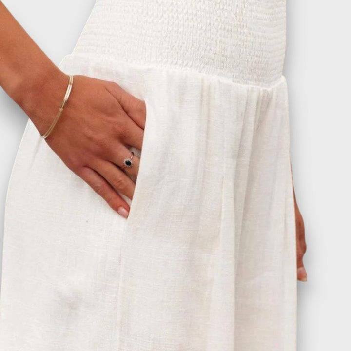 Solaya – Wide Summer Pants with Smocked Waistband