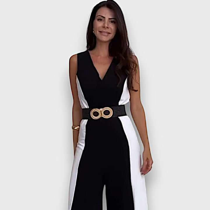 Elenaya – Two-Tone Jumpsuit with Waist Belt