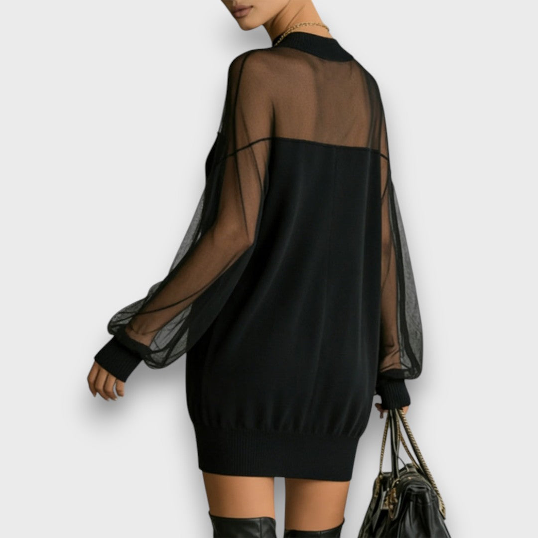 Nyela – Sheer Mesh Evening Mini Dress