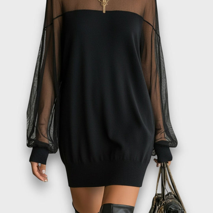 Nyela – Sheer Mesh Evening Mini Dress