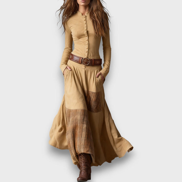 Milana – Elegant Suede-Feel Maxi Dress