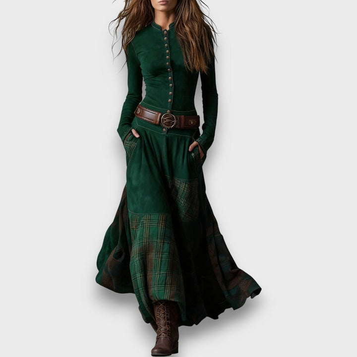 Milana – Elegant Suede-Feel Maxi Dress