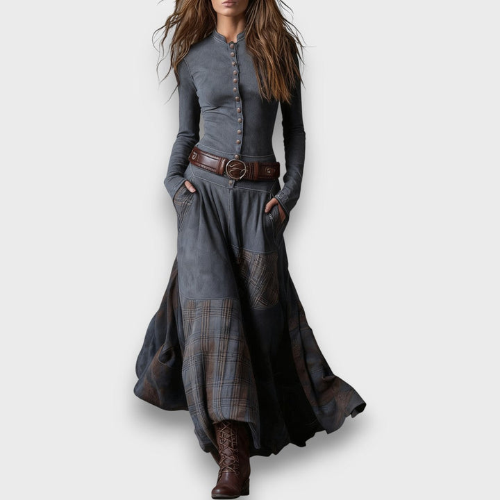 Milana – Elegant Suede-Feel Maxi Dress