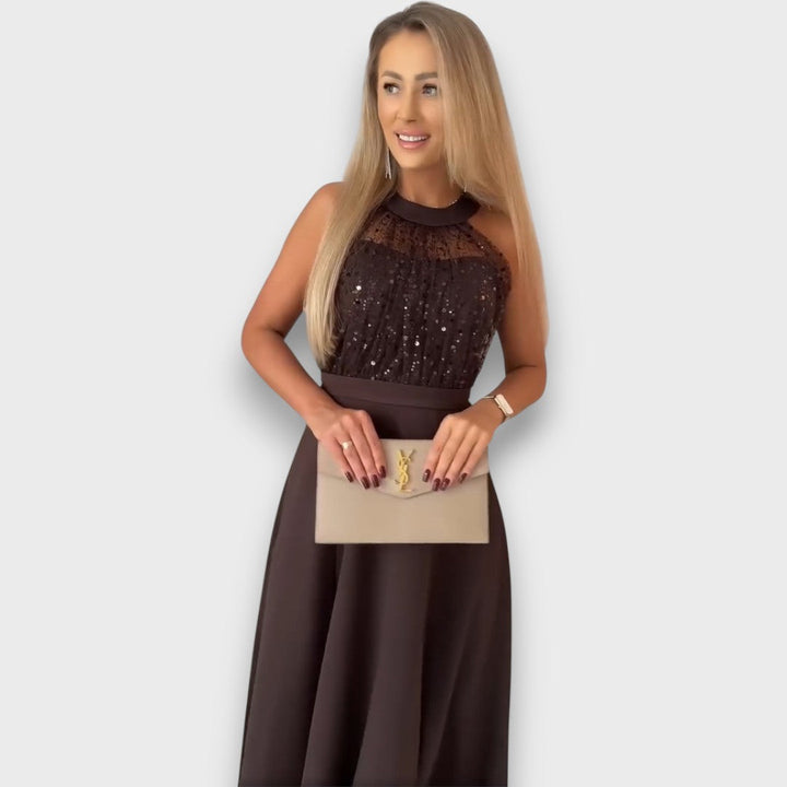 Maravelle – Sequin Halter Evening Gown