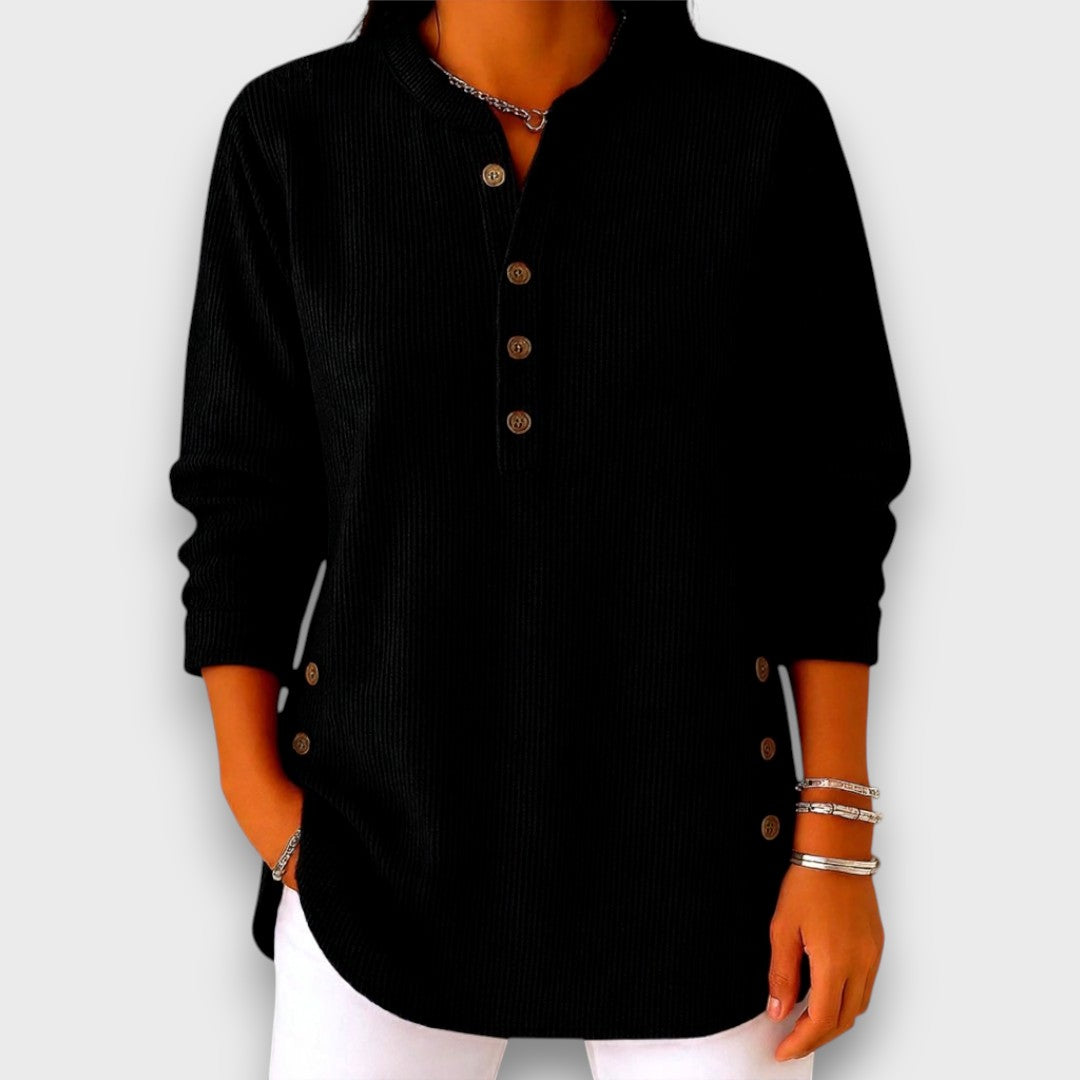 Rhenley – Cozy Button-Detail Knit Pullover