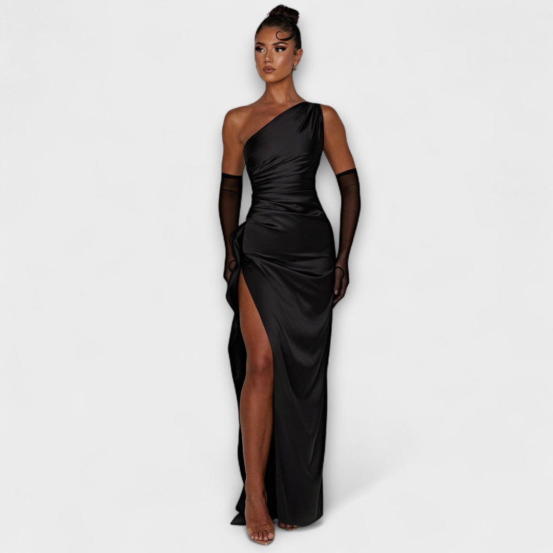 Serina – Asymmetrical maxi dress with elegant shine
