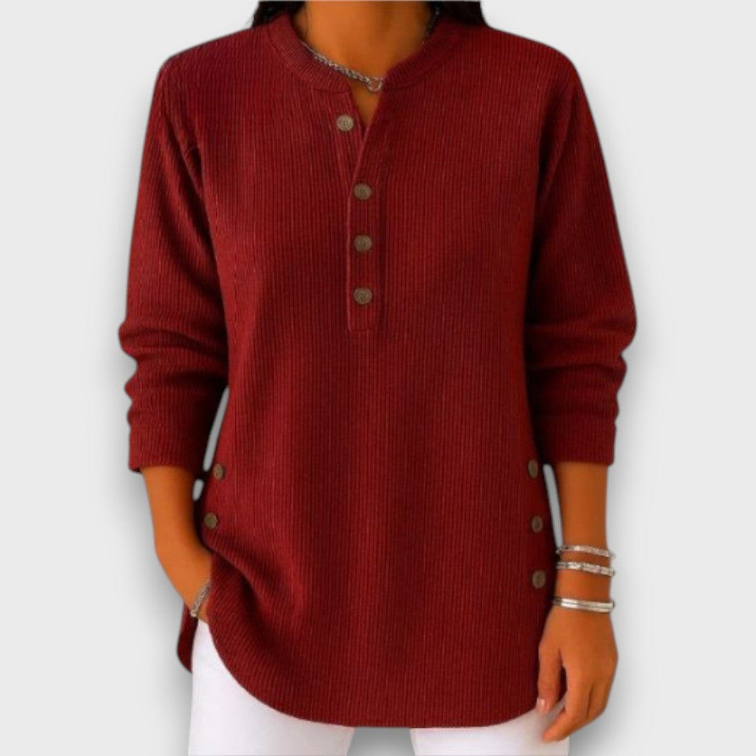 Rhenley – Cozy Button-Detail Knit Pullover