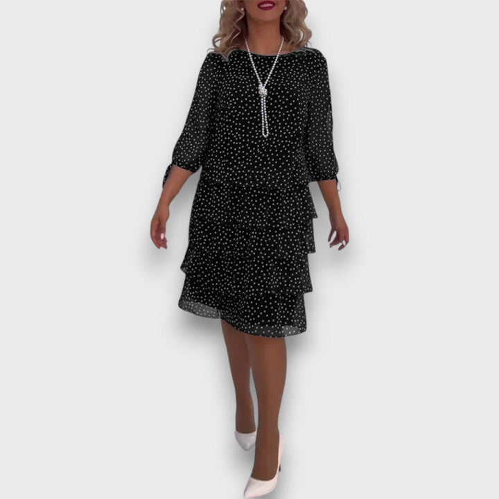Marleia – Polka-Dot Layered Elegance Dress