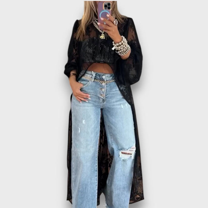 Maiva – Long blouse with transparent design