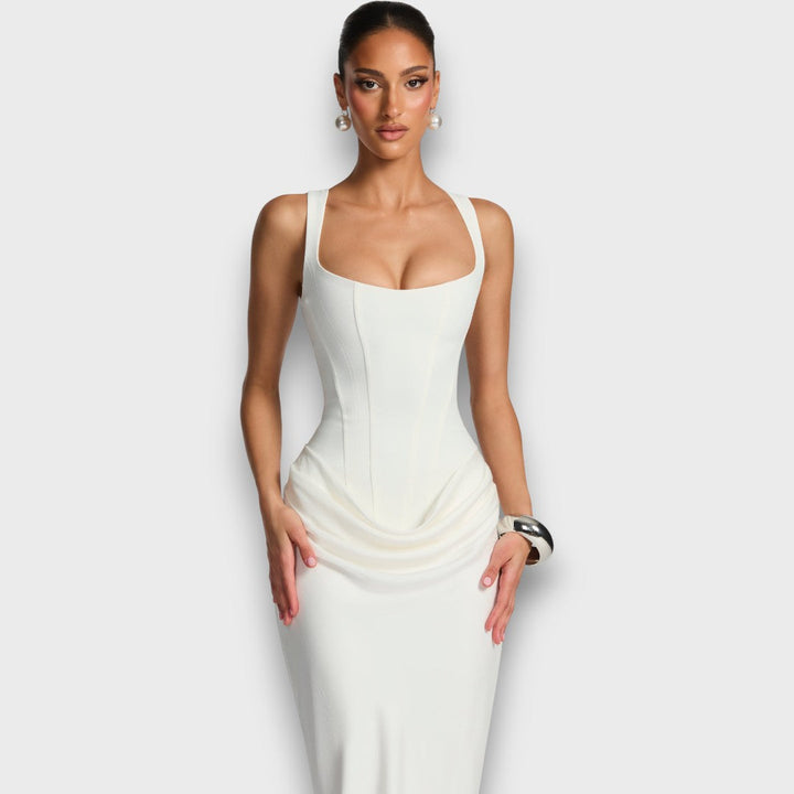 Leonara – Sculpted Maxi Dress with Quiet Elegance