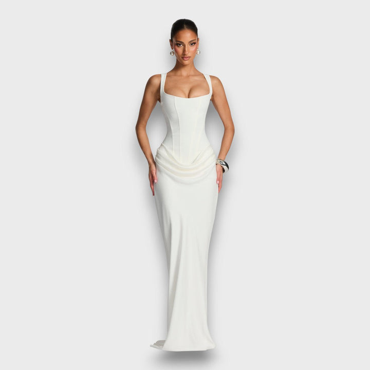 Leonara – Sculpted Maxi Dress with Quiet Elegance