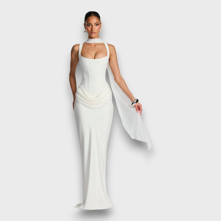 Leonara – Sculpted Maxi Dress with Quiet Elegance