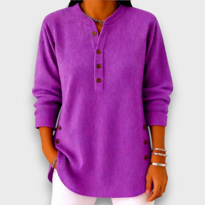 Rhenley – Cozy Button-Detail Knit Pullover