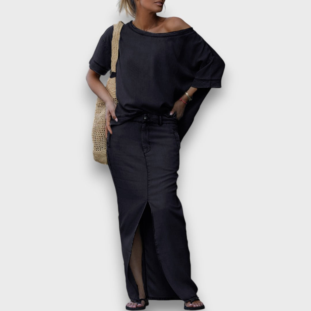 Kenlia – Casual Tencel Denim Two-Piece Set