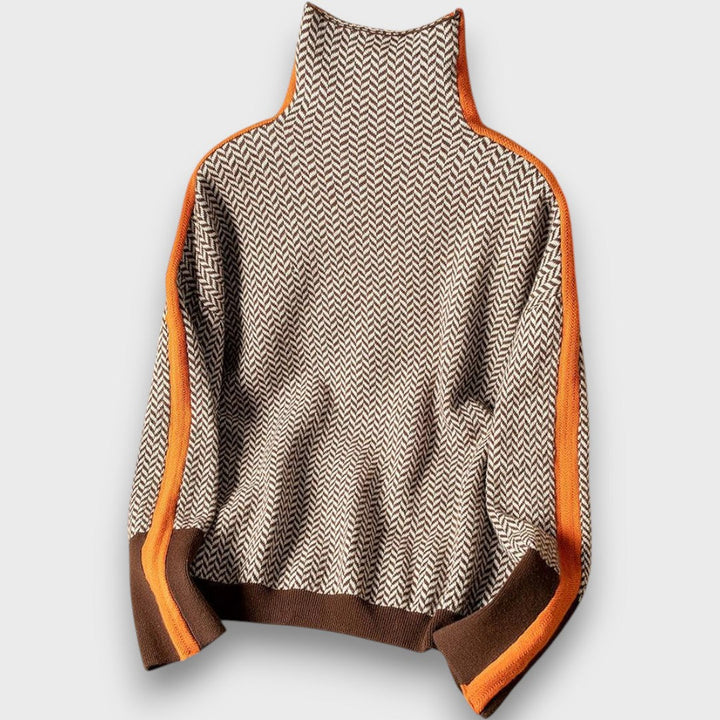 Eldora – Contrast stripe turtleneck sweater