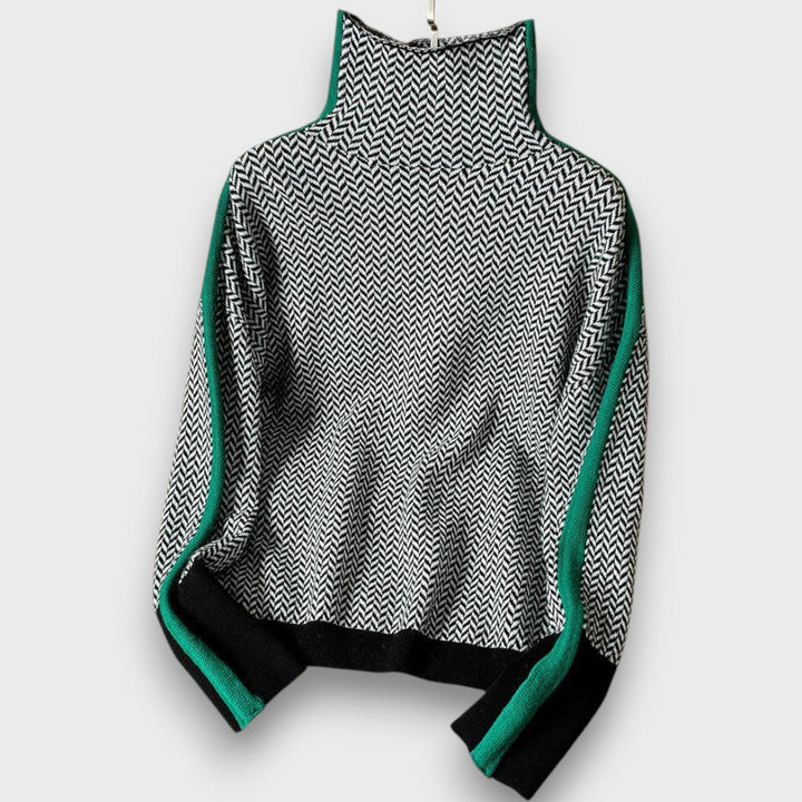 Eldora – Contrast stripe turtleneck sweater