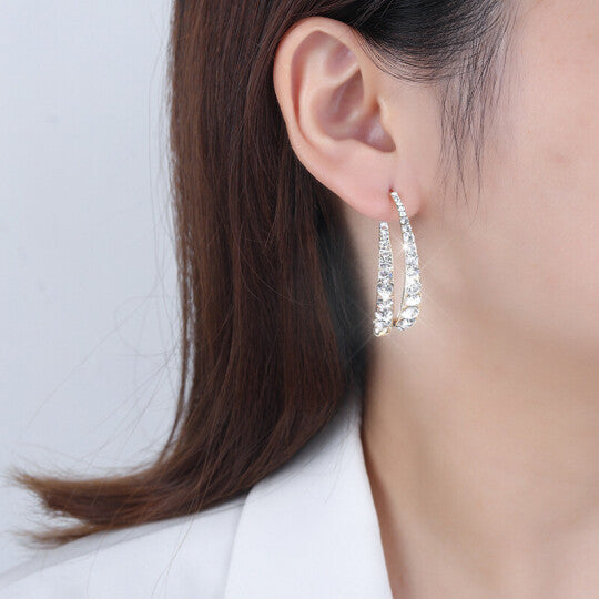Lunarei – Curved Crystal Drop Earrings