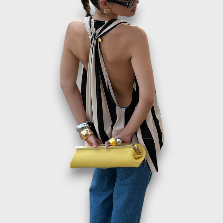 Camelia – Backless Top with Stripe Detail