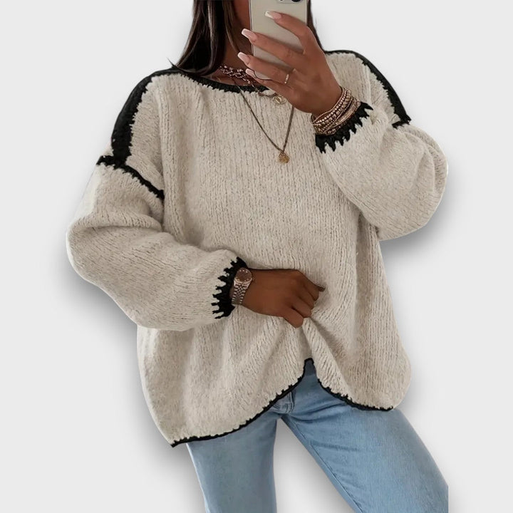 Mirellan– Cozy Contrast Knit Sweater