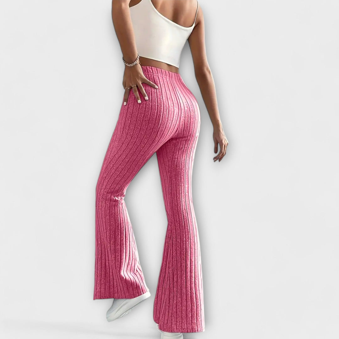 Luretta – Flared Trousers with Fine Structure