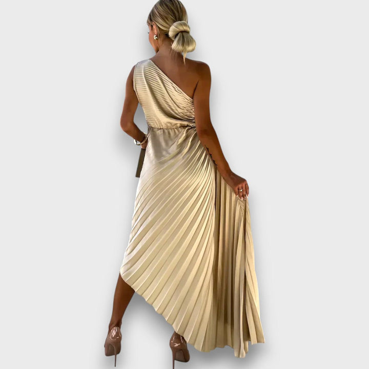 Lunelle – Asymmetric Dress with Rose Detail