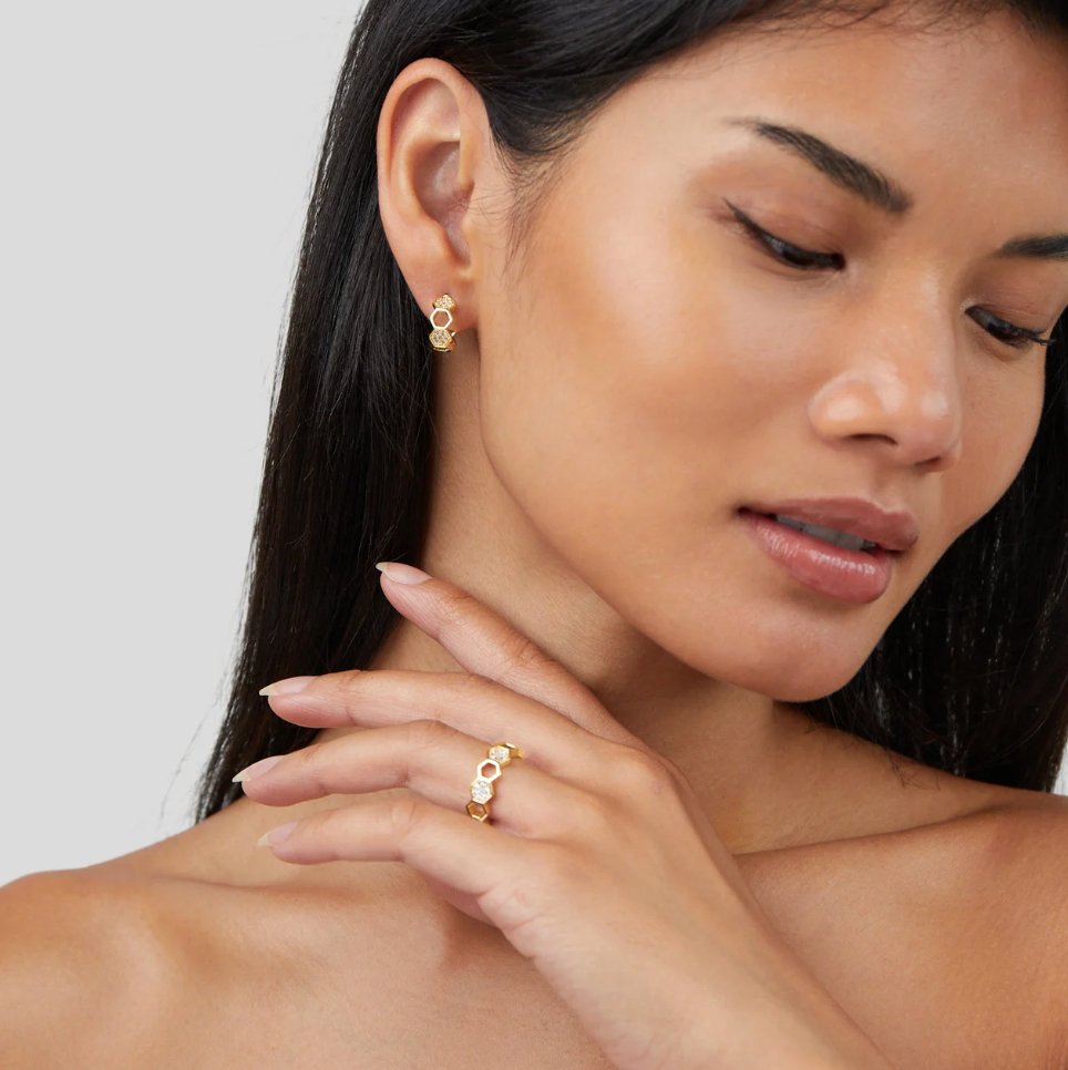 Solenna – Honeycomb Crystal Ring