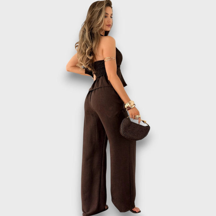 Lorinne – Two-Piece Set with Tying Detail and Peplum