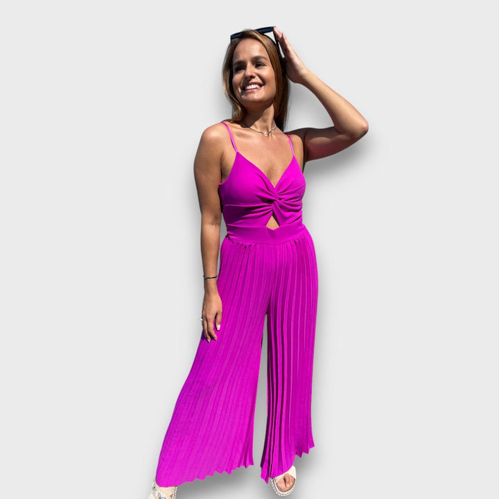 Elisa – Combo Jumpsuit in Violet with Twist Detail