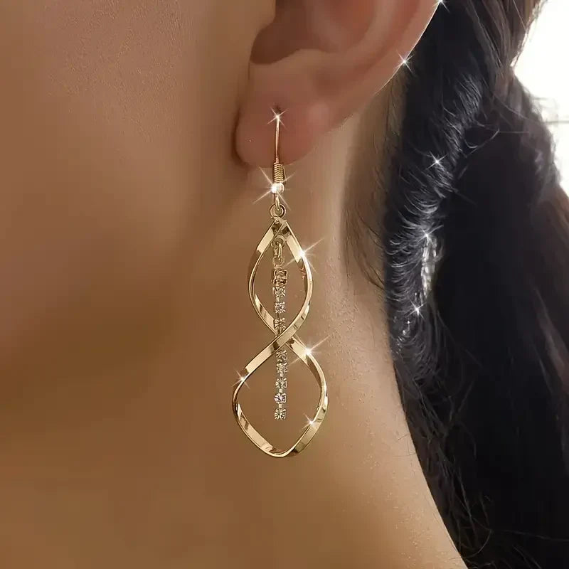 Janine – Twisted Crystal Drop Earrings