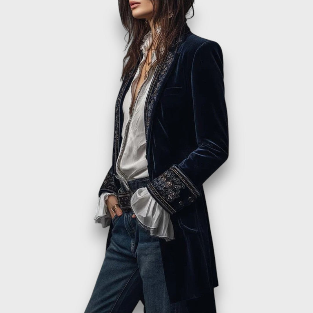 Karielle – Embroidered Velvet Tailored Jacket