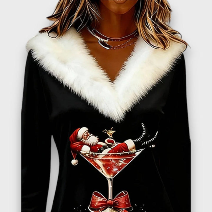 Mirella – Christmas Fur-Collar Holiday Dress