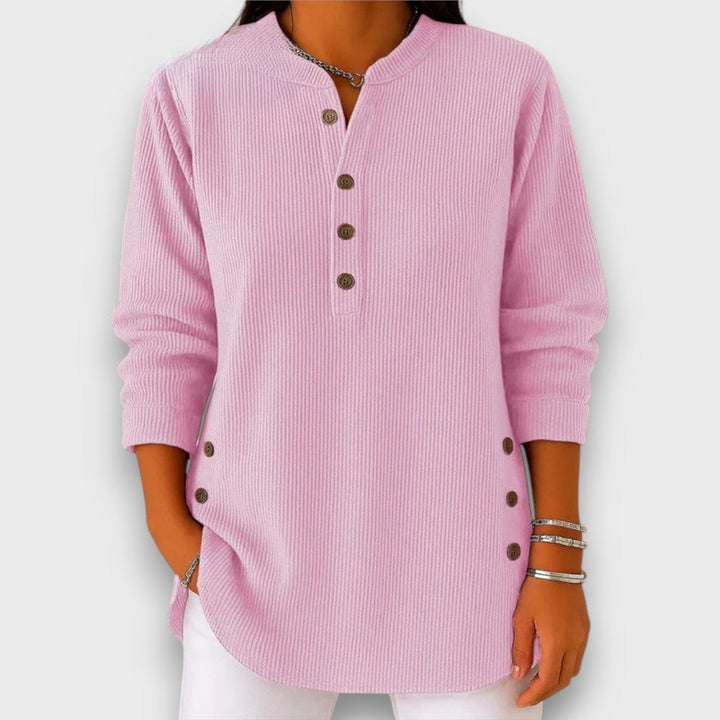 Rhenley – Cozy Button-Detail Knit Pullover