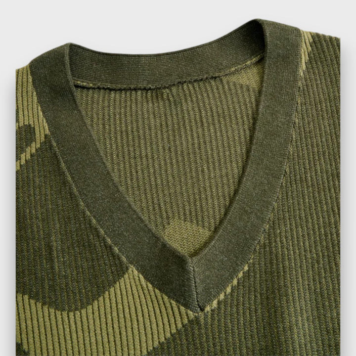 Ysolde – Olive Camo Knit Fringe Maxi Dress