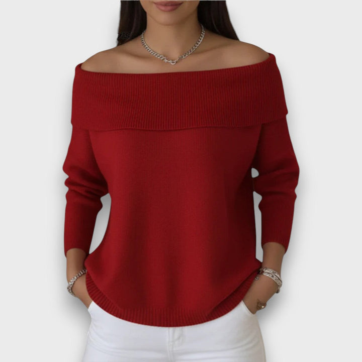 Meliora – Soft Drape-Collar Knit Sweater