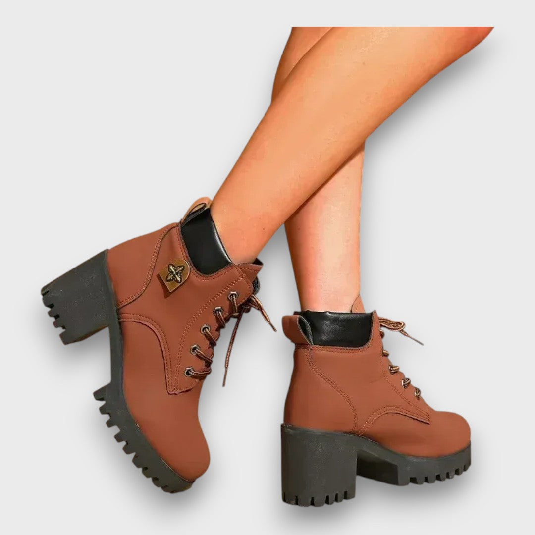 Amelle – Chunky Heel Winter Lace-Up Boots