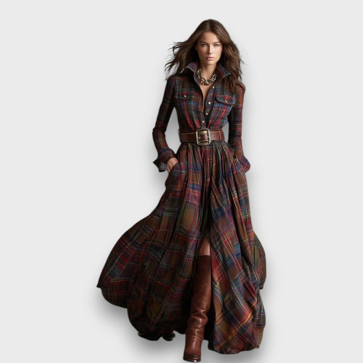 Marcele – Plaid Maxi Shirt Dress
