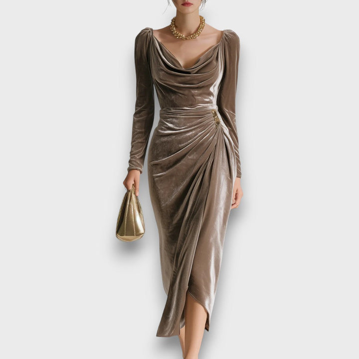 Juliette - Draped Velvet Midi Dress