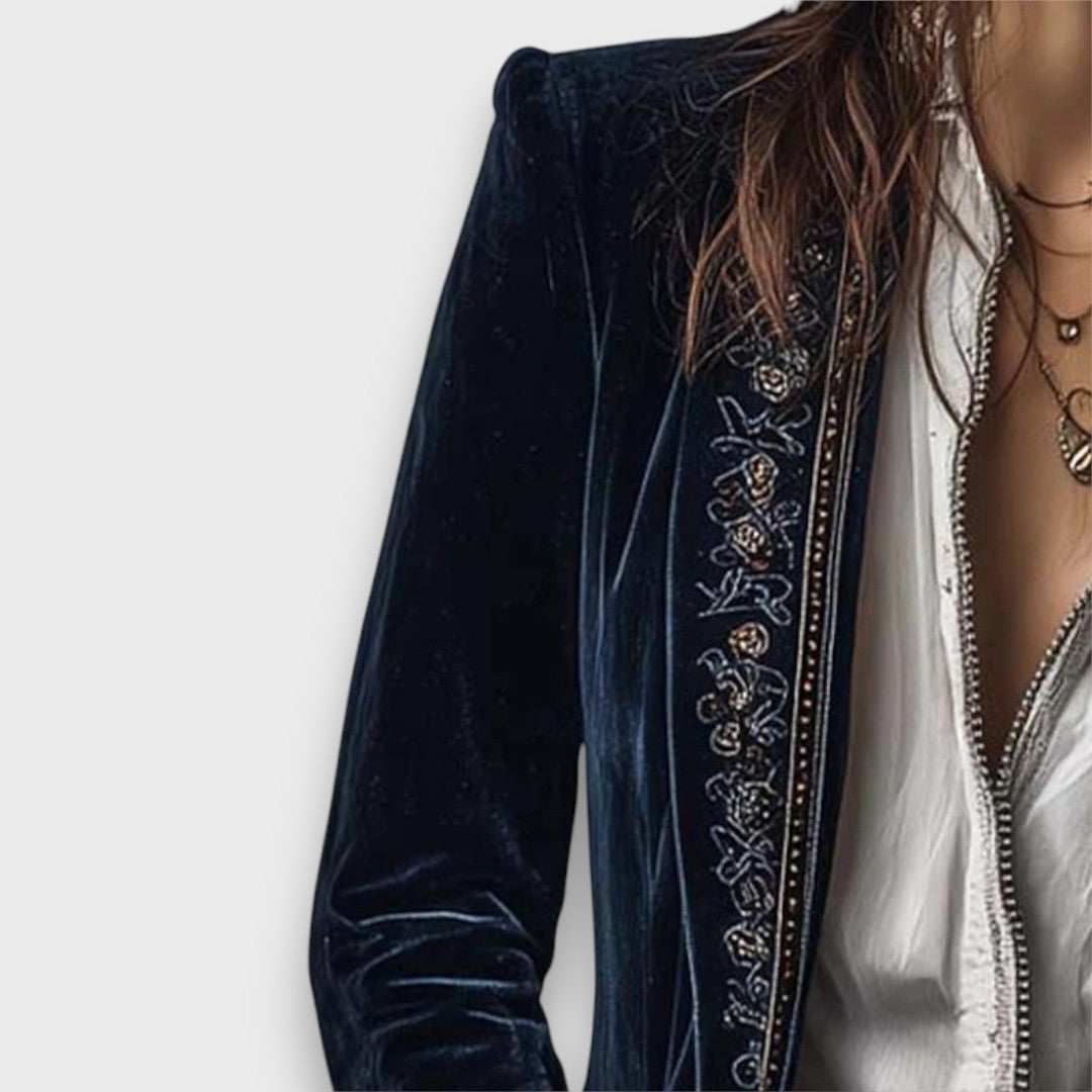 Karielle – Embroidered Velvet Tailored Jacket
