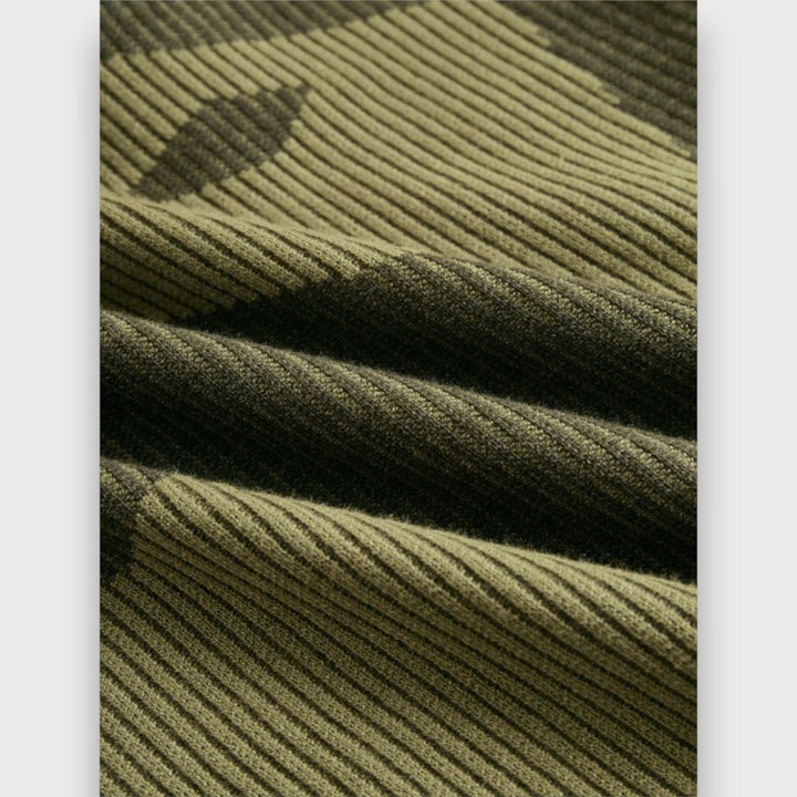 Ysolde – Olive Camo Knit Fringe Maxi Dress