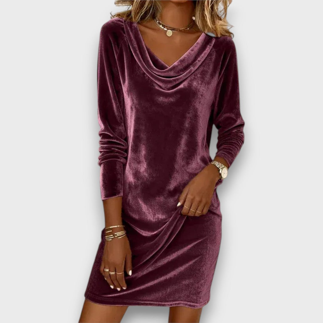 Elowen – Velvet Cowl-Neck Mini Dress