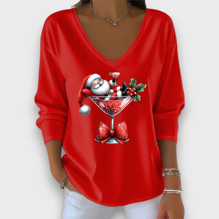 Sarella – Santa Cocktail V-Neck Top