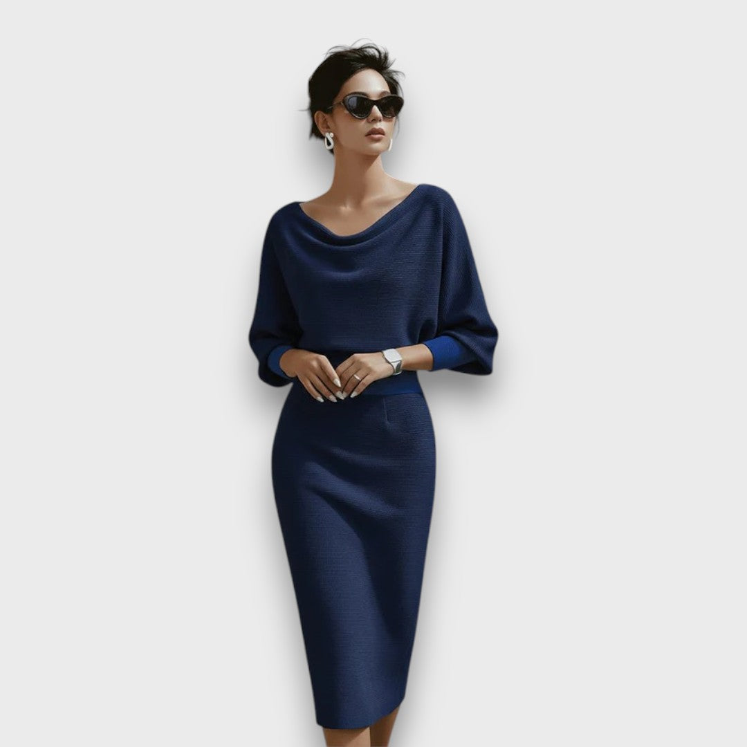Lunaria – Draped Batwing Midi Dress