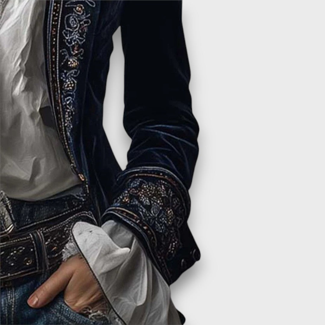 Karielle – Embroidered Velvet Tailored Jacket